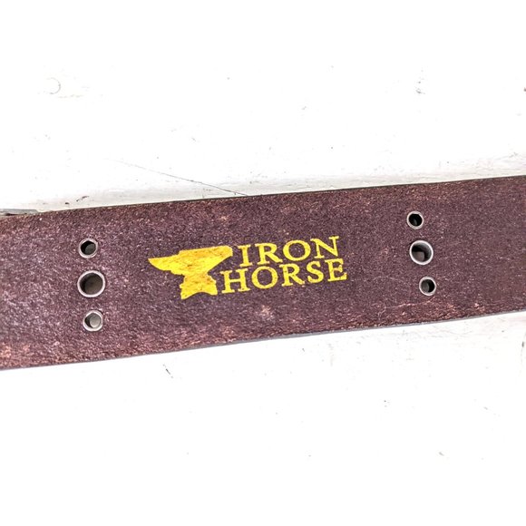 Brown silver studded faux leather western buckle belt - Picture 5 of 7